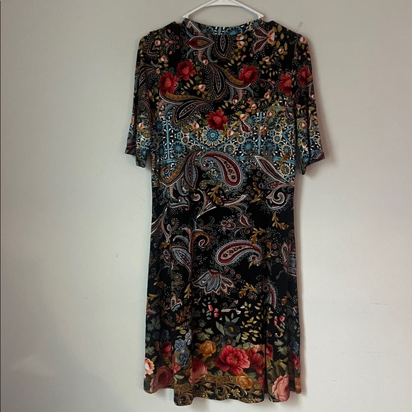 Johnny Was Womens THE JANIE FAVORITE ELBOW SLEEVE MOCK NECK DRESS Sz Lg ♠️ - Picture 7 of 8